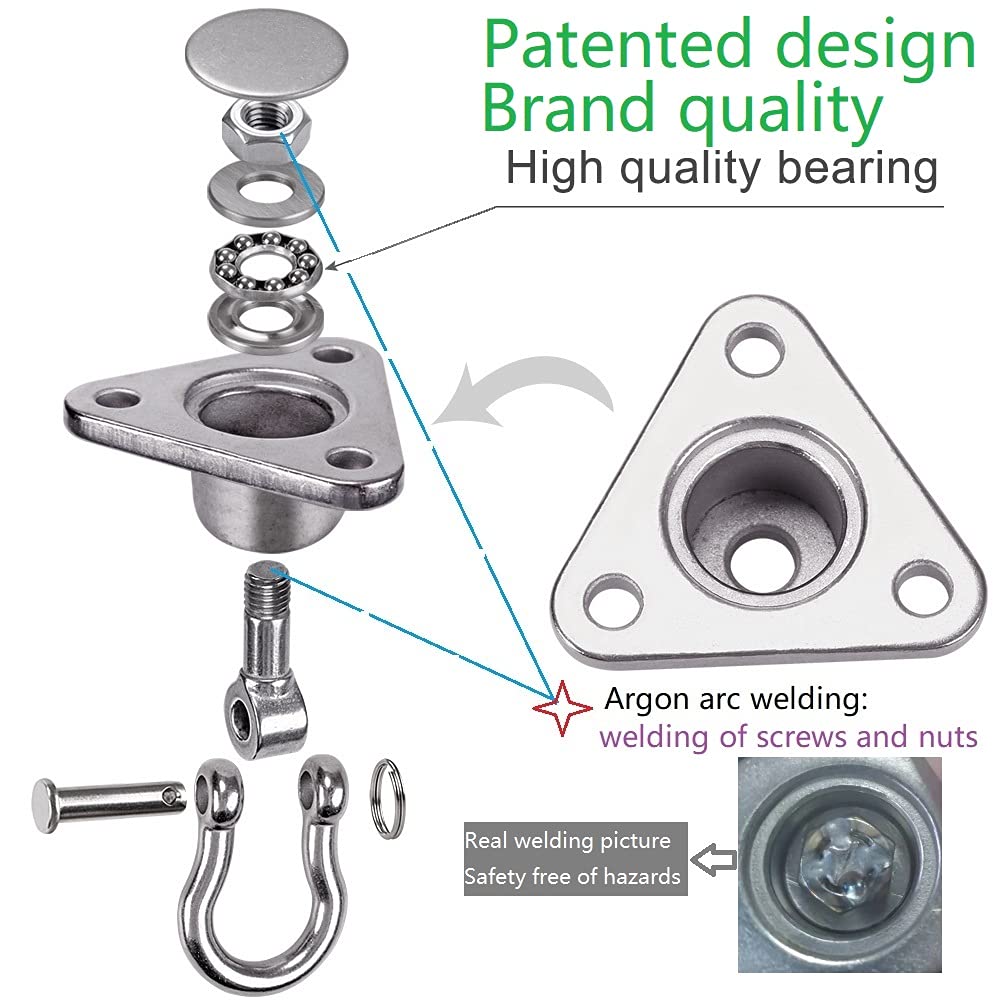 9M 2 Sets of Bearing Smooth Rotary Stainless Steel Hanger, Heavy Duty 180°+360° Rotary Swing Swing Hook, 1500 lb Capacity Wooden Concrete Playground Yoga Hammock Chair Rope Punch Bag Porch Swing Set