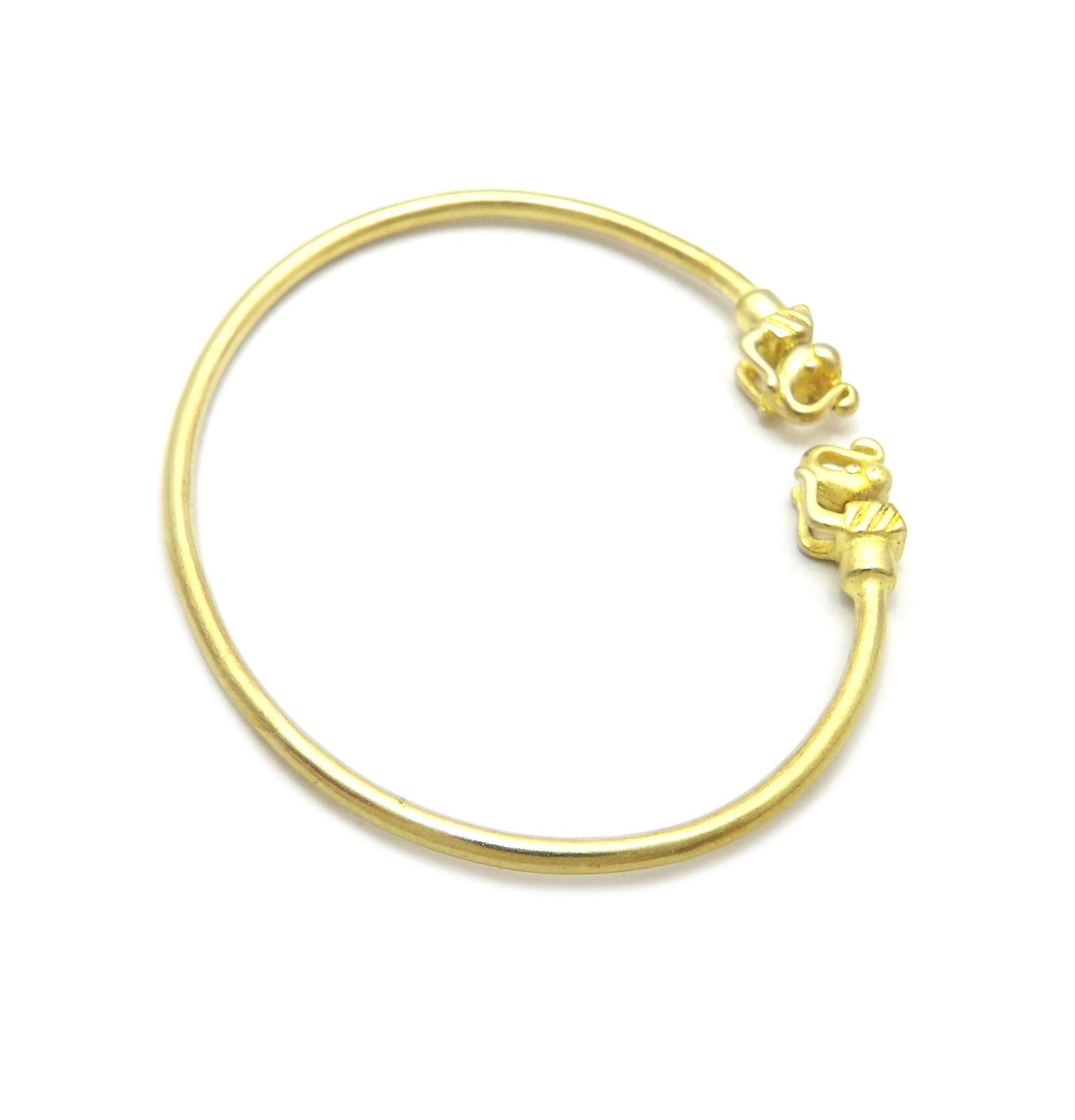 Fashion 21 Unisex Elephant Piece 100% Solid Brass Cuff Bracelet Bangle (Gold/Elephant (M))