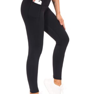 THE GYM PEOPLE Tummy Control Workout Leggings with Pockets High Waist Athletic Yoga Pants for Women Running, Fitness (Black-1, Large)