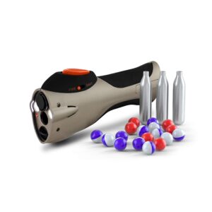 pepperball mobile lightweight personal defense launcher kit, non-lethal protection pepper ball for self defense includes projectiles and cartridges