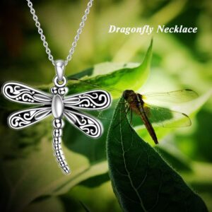 ONEFINITY Dragonfly Necklace 925 Sterling Silver Dragonfly Pendant Necklace Cute Dragonfly Jewelry Gifts for Women