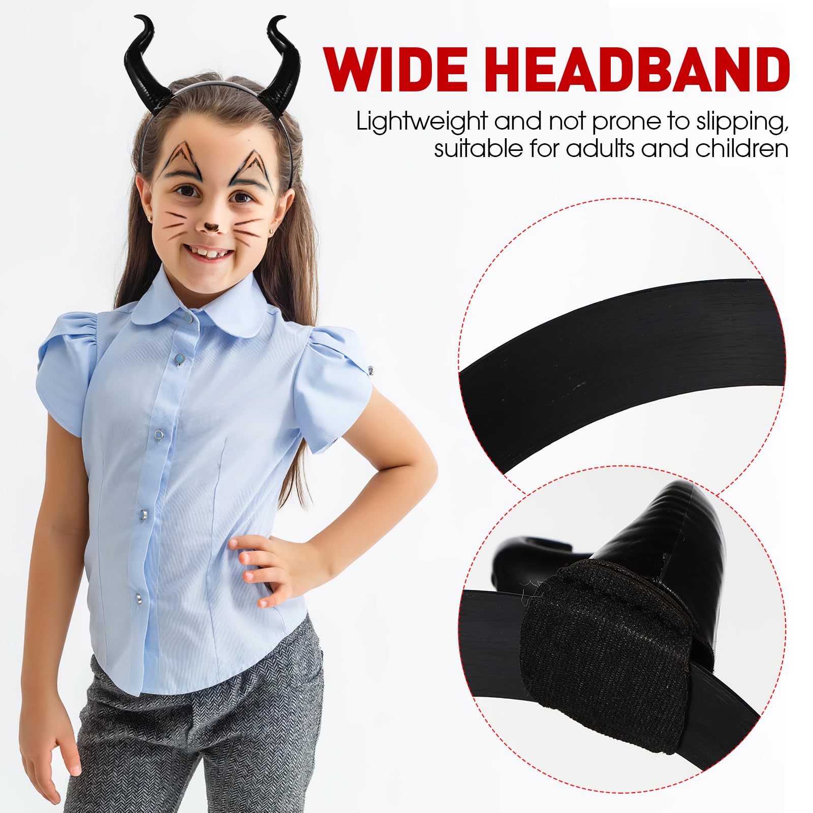 LEORX Devil Horns Headband Black Cosplay Horn Hair Hoop Halloween Dress Up Party Hair Accessories Hairdress