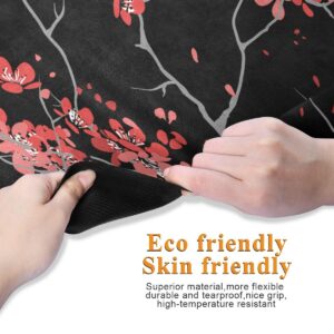 ALAZA Cherry Blossom Sakura Flower Floral Nonslip Yoga Mat Towel with Grip Dots for Women Men