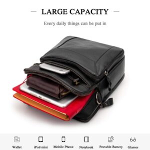 BAIGIO Men's Genuine Leather Crossbody Bag for Men Shoulder Bag Small Messenger Bag Leather Handbag Father's Gift