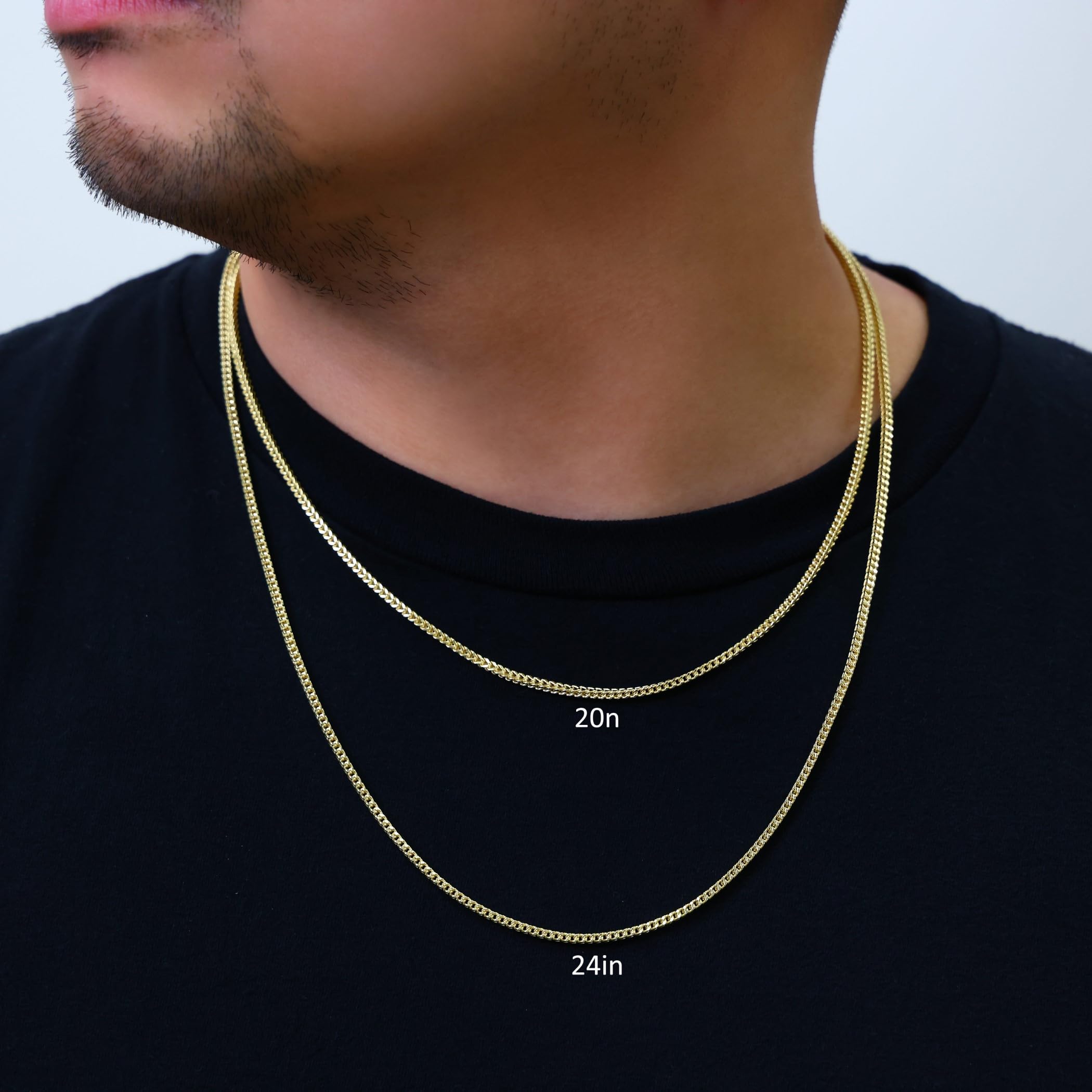 Nuragold 10k Yellow Gold 2.5mm Franco Chain Box Square Wheat Pendant Necklace, Mens Womens Jewelry 16" 18" 20" 22" 24" 26" 28" 30"