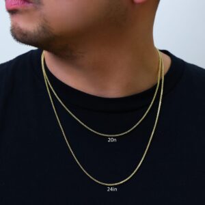 Nuragold 10k Yellow Gold 2mm Franco Chain Box Square Wheat Pendant Necklace, Mens Womens Jewelry 16" 18" 20" 22" 24" 26" 28" 30"