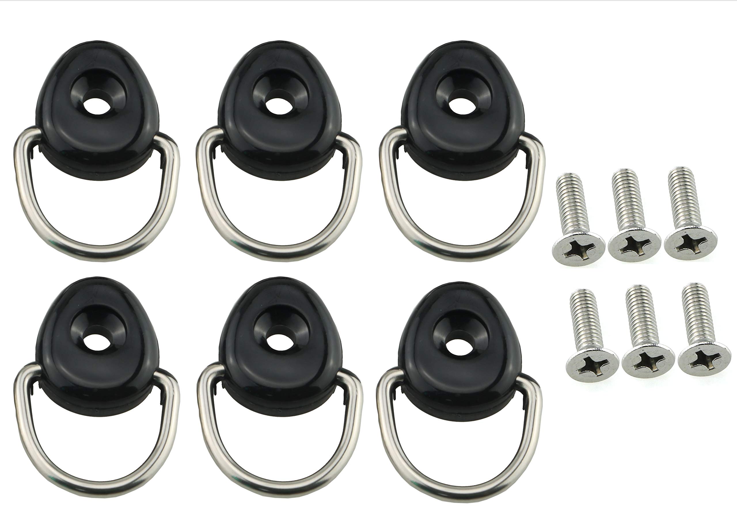 HJ Garden 6 Sets Kayak Fishing Rigging Round D-Ring Buckle Elastic Rope Pull Buckle for Fishing Boat Backrest Hook Surfboard Accessories