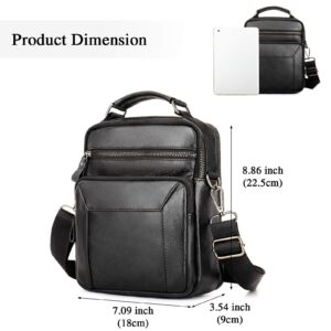 BAIGIO Men's Genuine Leather Crossbody Bag for Men Shoulder Bag Small Messenger Bag Leather Handbag Father's Gift