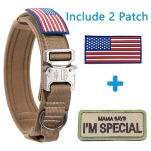 Tactical Dog Collar with USA American Flag - Military Dog Collar Thick with Handle - Heavy Duty Nylon K9 Adjustable Metal Buckle for Medium Large Dogs M L XL Chew Proof with 2 Patches Black