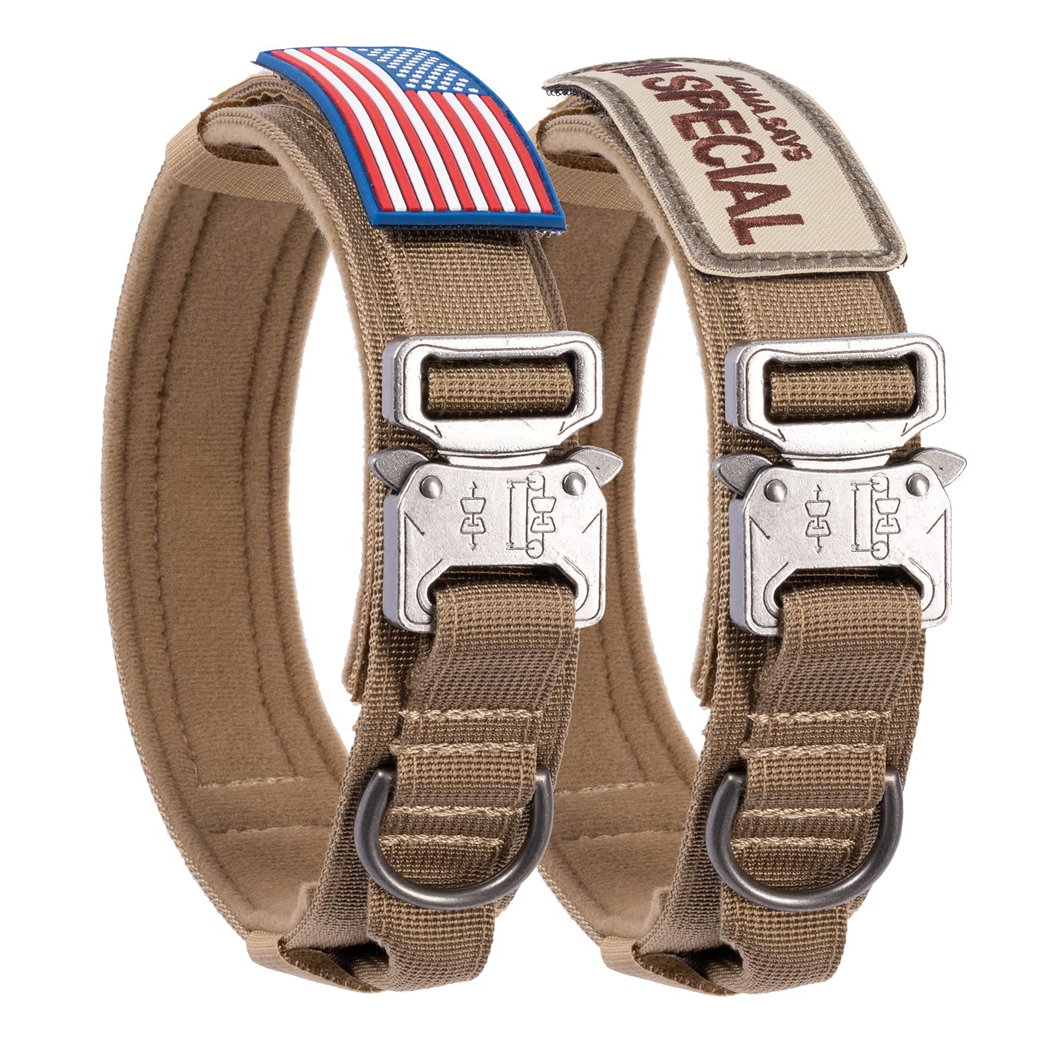 Tactical Dog Collar with USA American Flag - Military Dog Collar Thick with Handle - Heavy Duty Nylon K9 Adjustable Metal Buckle for Medium Large Dogs M L XL Chew Proof with 2 Patches Black