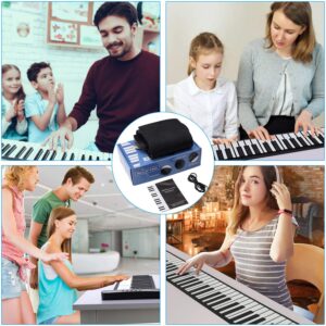 Lujex 61 Keys Roll Up Piano keyboard piano Upgraded Portable Rechargeable Electronic Hand Roll Piano With Environmental Silicone Piano Keyboard for Beginners (Black)