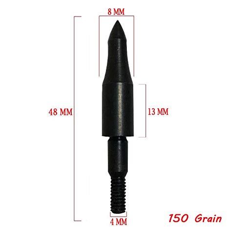 JJZS 24 Pack 150 Grain Field Points & Arrow Inserts kit - Steel 150 Grain Field Point, Aluminum Carbon Arrow Inserts, Field Tips Archery Points Practice Tips for Arrows Arrow Tips Inserts