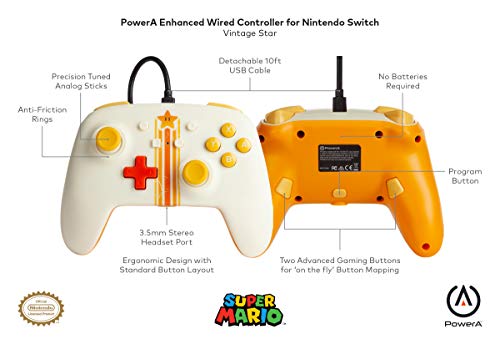 PowerA Enhanced Wired Controller for Nintendo Switch - Mario Vintage Star