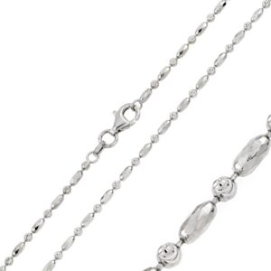 surano design jewelry sterling silver 2 mm diamond cut alternating oval & round bead ball chain necklace (20)