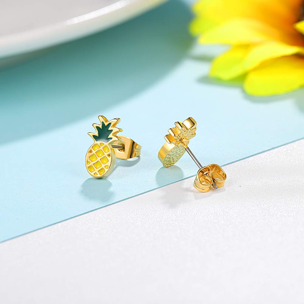 Tarsus Pineapple Earrings for Women, Hypoallergenic Stud Earring Jewelry Gifts for Teen Friends