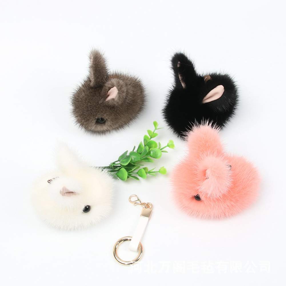 5CM Mini Rabbit Keychain pendant Fur Ball Keyring Lovely Mini Kawaii Animal black