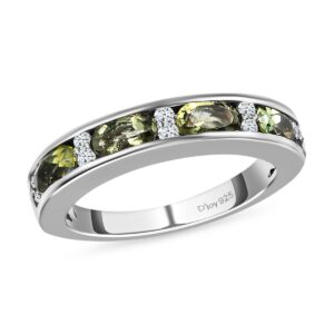 Shop LC Moldavite Zircon Eternity Ring 925 Sterling Silver Wedding Band for Women Jewelry Bridesmaid Gifts for Women Size 10 Ct 0.8 Birthday Gifts