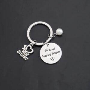 Gzrlyf Navy Mom Keychain I Love My Sailor Proud Navy Mom Navy Deployment Gifts (Proud Navy Mom Keychain)