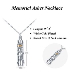 Cremation Necklace Jewelry 925 Sterling Silver Daisy Urn Necklaces Keepsake Memorial Jewelry for Women Men.