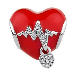 Chili Jewelry Heart Love Heartbeat Charms Electrocardiogram ECG Beads Compatible With Pandora Charms Bracelets