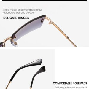 HEPTAGRAM 7 Rimless Rectangle Sunglasses for Women Square Fashion Frameless Small Vintage Buffs Glasses for Men shades (Brown)