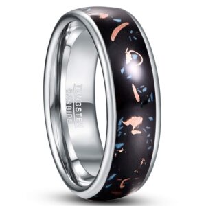 nuncad unisex tunsten rings inlaid with copper scraps wedding band comfort fit size 10