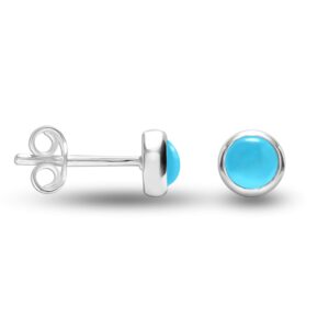 lecalla 925 sterling silver jewelry stud earrings for teens and women (4 mm turquoise round)