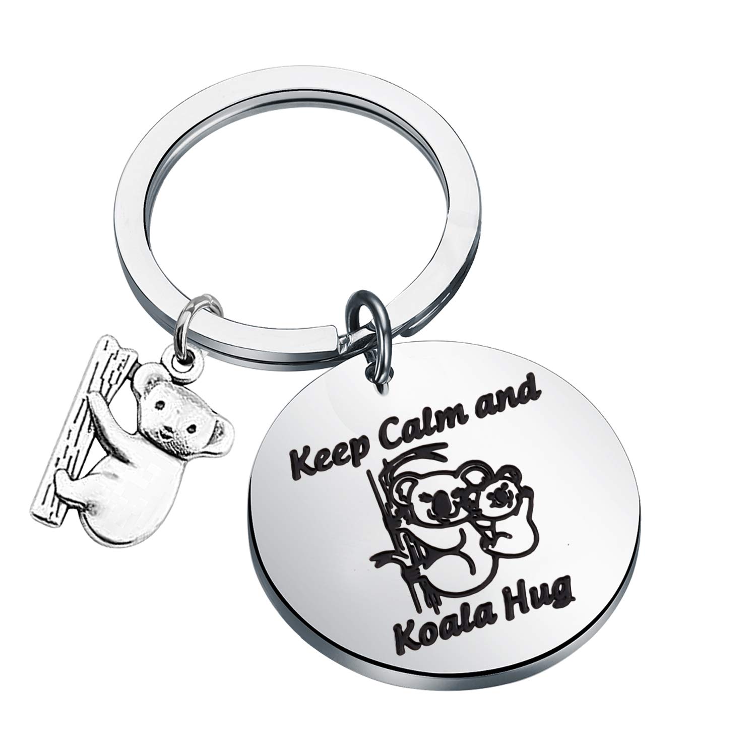 WSNANG Koala Bear Gift Keep Calm and Koala Hug Keychain Animal Lover Jewelry Koala Lover Gift for Family Friends (Koala KC)