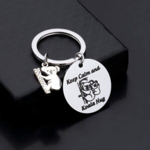 WSNANG Koala Bear Gift Keep Calm and Koala Hug Keychain Animal Lover Jewelry Koala Lover Gift for Family Friends (Koala KC)