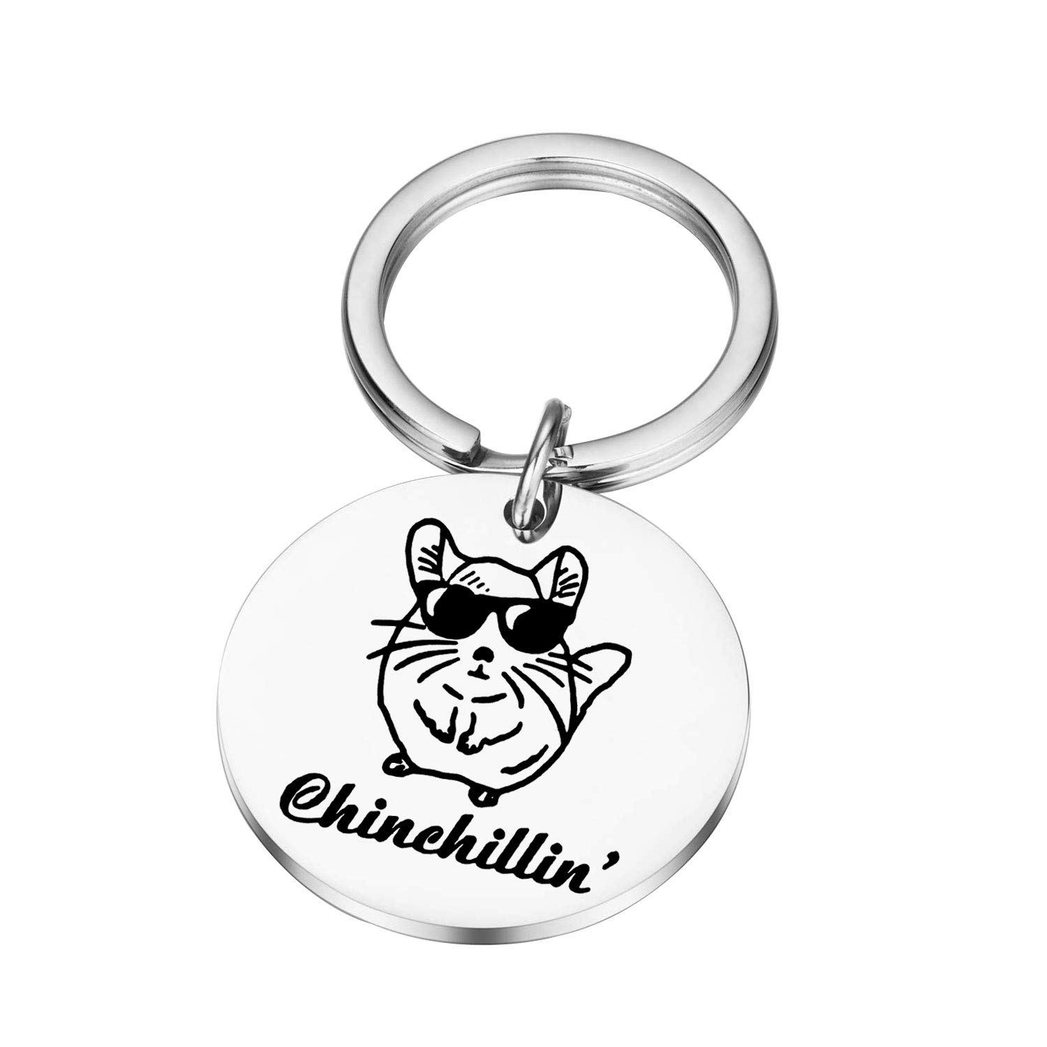 PLITI Chinchilla Gift Chinchilla Lovers Gift Chinchilla Mom Birthday Gift Chinchilla Dad Gift Animal Lover Gift Pet Owner Gift Veterinarian Gift Chinchillin' Keychain For Friend