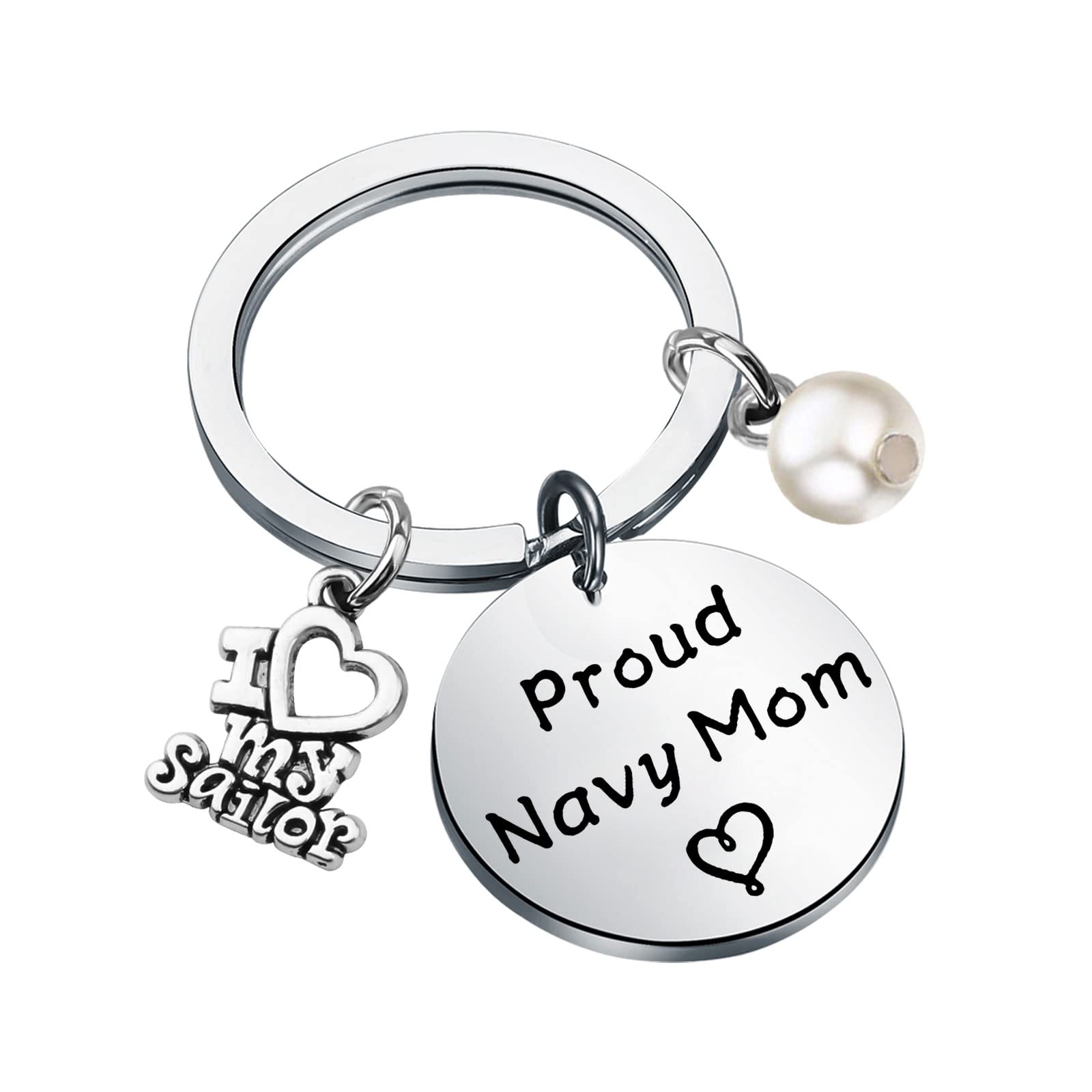 Gzrlyf Navy Mom Keychain I Love My Sailor Proud Navy Mom Navy Deployment Gifts (Proud Navy Mom Keychain)