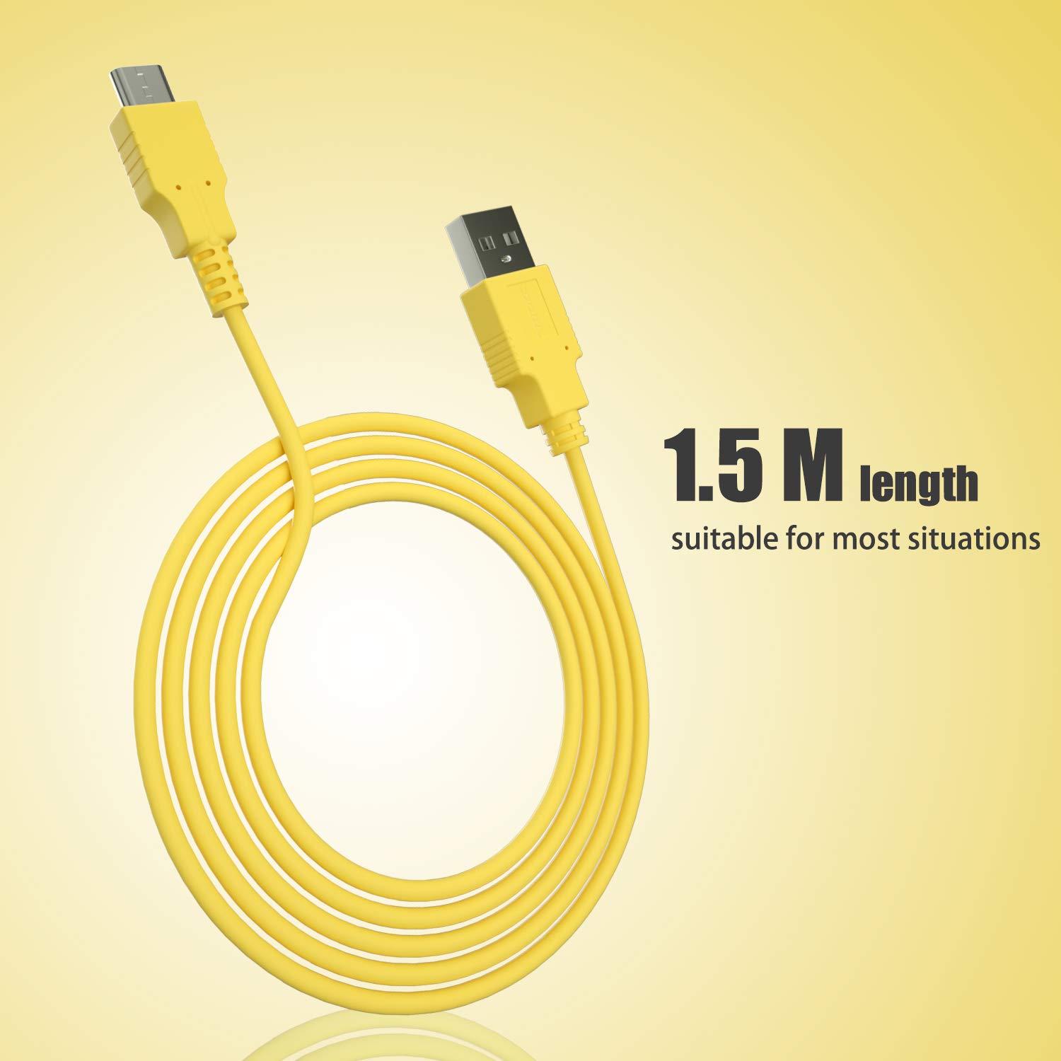 HEATFUN Yellow USB C Charger Cable for Switch, MacBook, Pixel C, LG Nexus 5X G5, Nexus 6P/P9 Plus, One Plus 2, Sony XZ and More - Fast Charging (4.92ft)