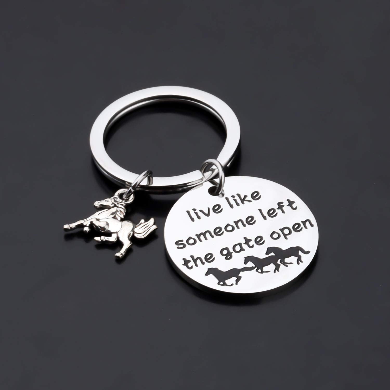 Gzrlyf Live Like Someone Left the Gate Open Horse Keychain Horse Lover Gifts Equestrian Gifts Inspirational Gifts (Horse Keychain)