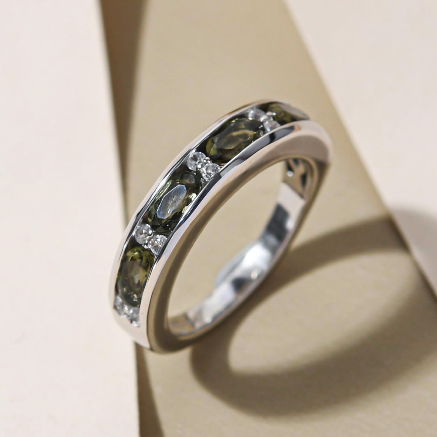 Shop LC Moldavite Zircon Eternity Ring 925 Sterling Silver Wedding Band for Women Jewelry Bridesmaid Gifts for Women Size 10 Ct 0.8 Birthday Gifts