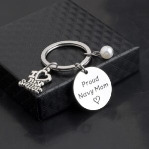 Gzrlyf Navy Mom Keychain I Love My Sailor Proud Navy Mom Navy Deployment Gifts (Proud Navy Mom Keychain)