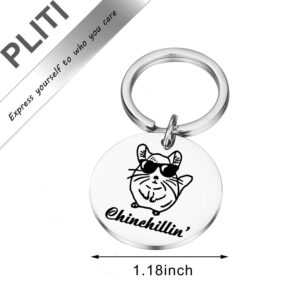 PLITI Chinchilla Gift Chinchilla Lovers Gift Chinchilla Mom Birthday Gift Chinchilla Dad Gift Animal Lover Gift Pet Owner Gift Veterinarian Gift Chinchillin' Keychain For Friend