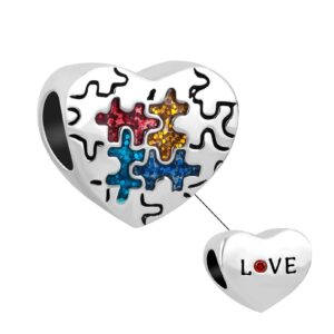 Chili Jewelry Autism Awareness Charm Heart Beads Compatible With Pandora Charms Bracelets