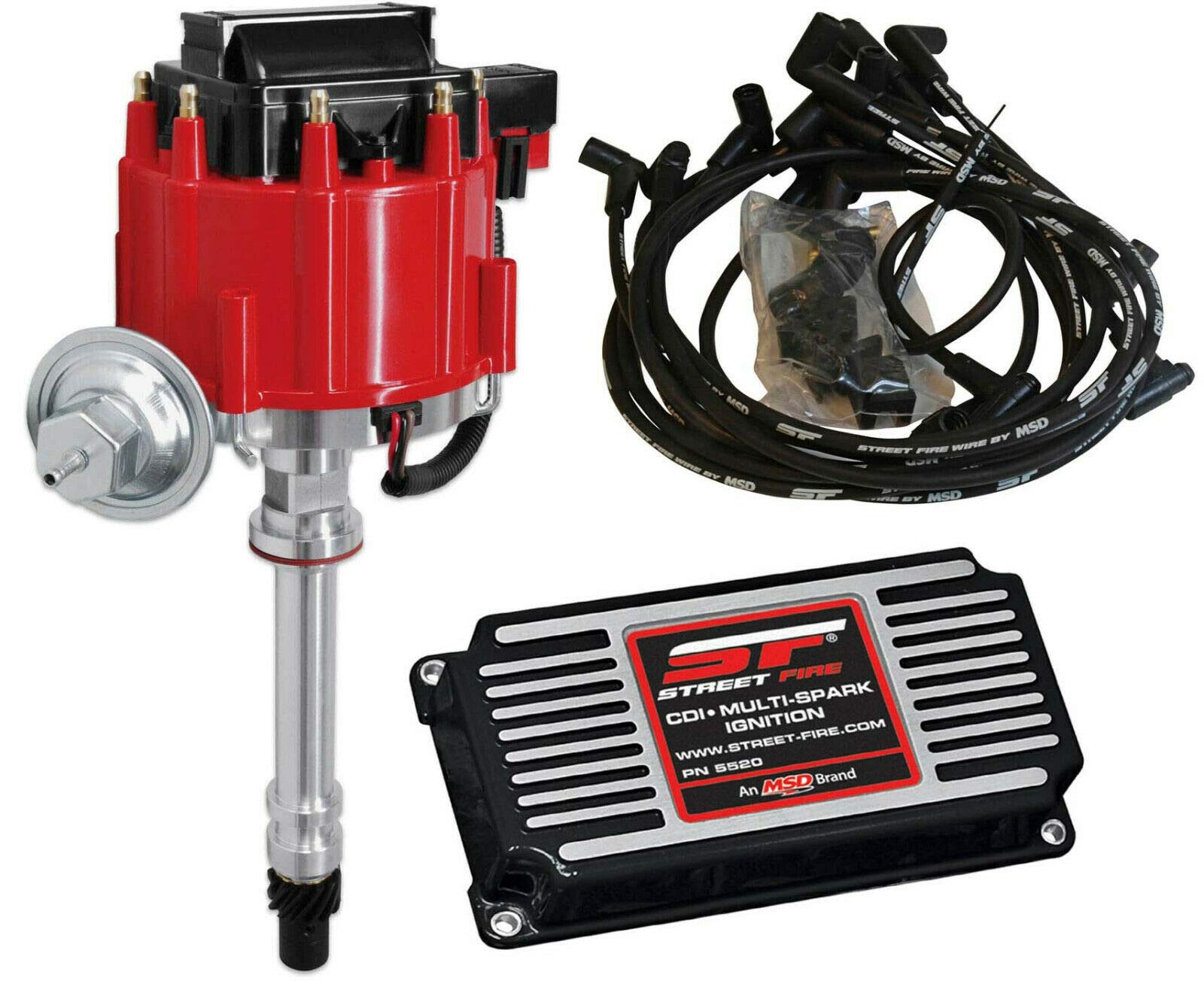 NEW MSD STREET FIRE IGNITION KIT,MSD STREET FIRE CHEVУ V8 GM HEI DISTRIBUTOR,MSD STREET FIRE IGNITION CONTROL BOX,MSD STREET FIRE SBC 350 HEI SPARK PLUG WIRE SET,COMPATIBLE WITH SMALL BLOCK CHEVУ V8