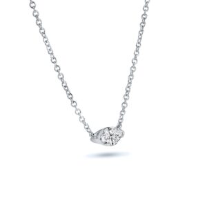 Diamond Wish 0.25 Carat Marquise Diamond Solitaire Pendant Necklace in 14k White Gold with 18 Inch Chain Spring Ring V-End Prong Set