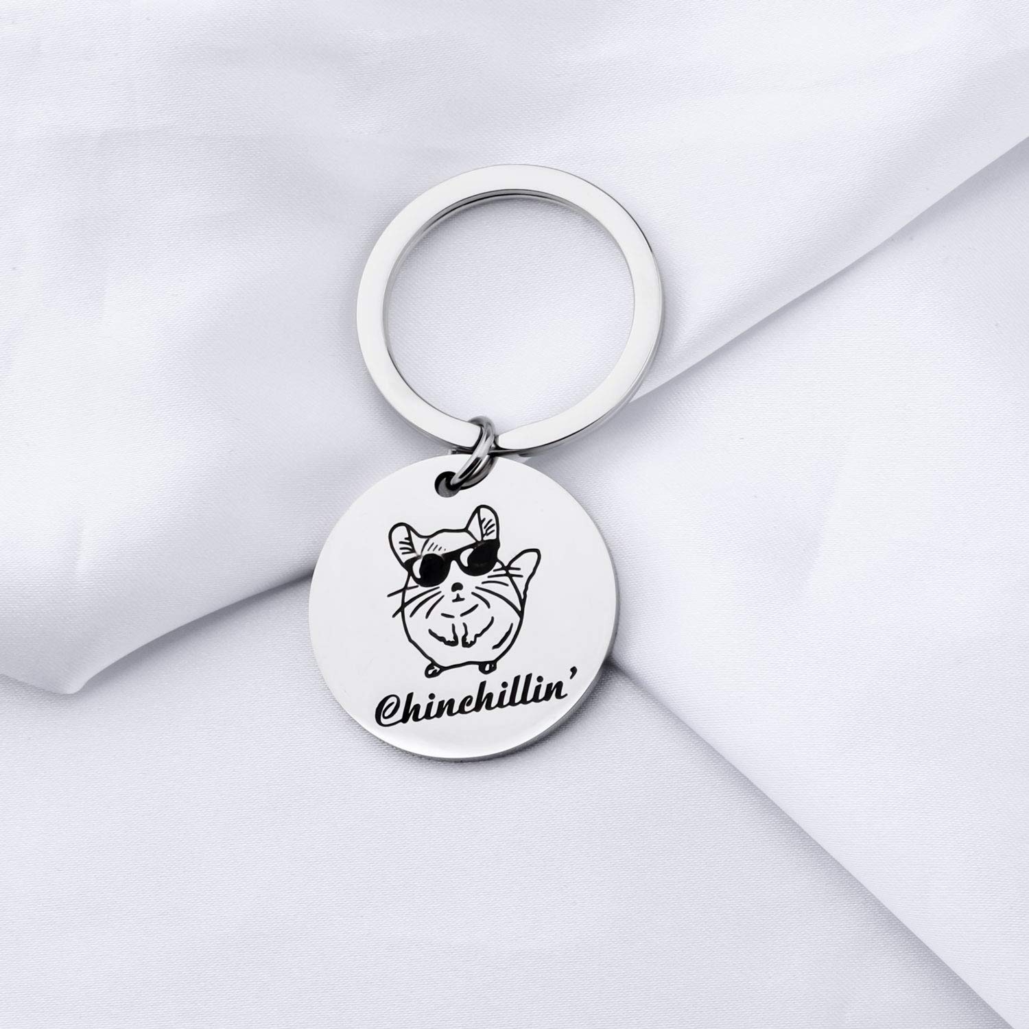 PLITI Chinchilla Gift Chinchilla Lovers Gift Chinchilla Mom Birthday Gift Chinchilla Dad Gift Animal Lover Gift Pet Owner Gift Veterinarian Gift Chinchillin' Keychain For Friend