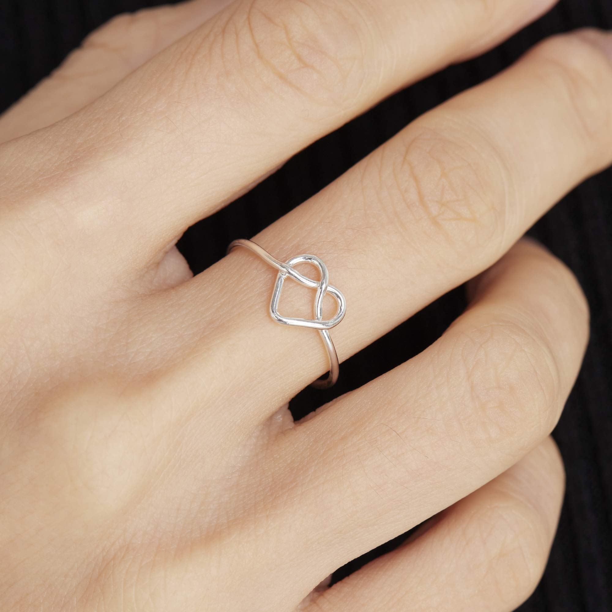 Lalana Open Wirework Sterling Silver Heart Knot Celtic Love Cross Hypoallergenic Ring | Small Dainty Jewelry for Women (6)