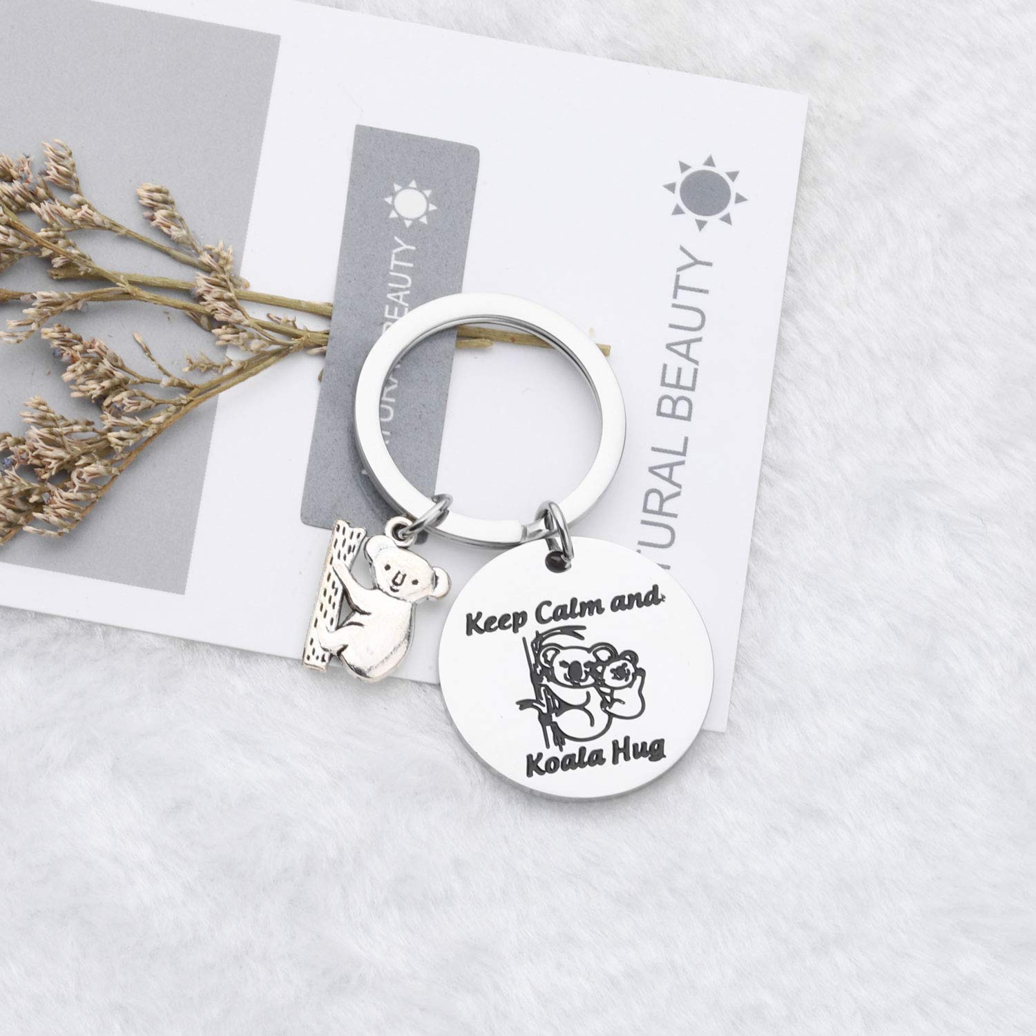 WSNANG Koala Bear Gift Keep Calm and Koala Hug Keychain Animal Lover Jewelry Koala Lover Gift for Family Friends (Koala KC)