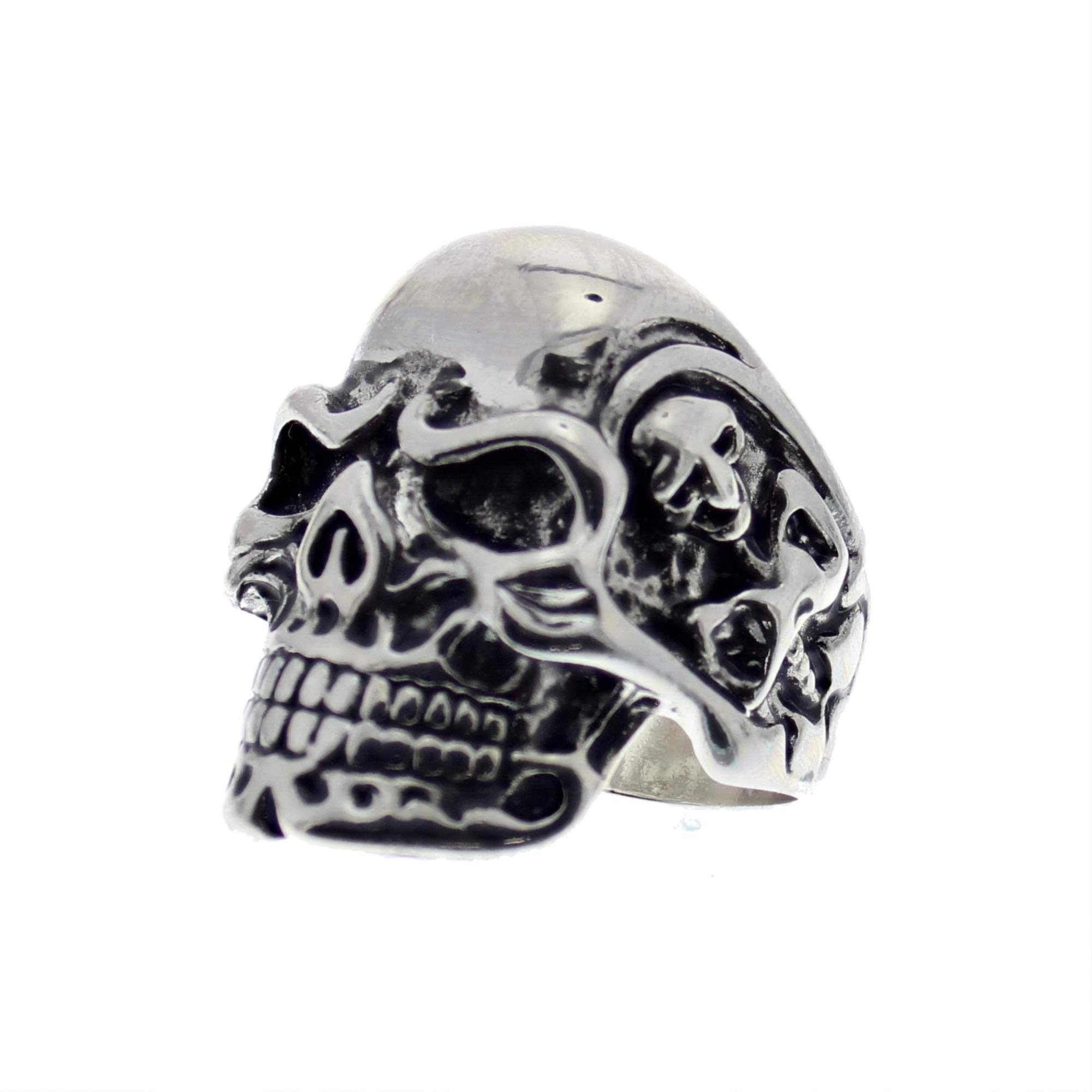 Zac's Alter Ego Skeleton Engraved Chunky Skull Ring - Alternative Gothic Jewellery