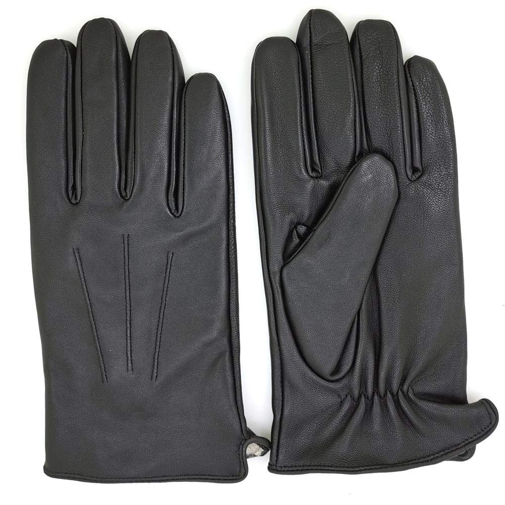 ZLUXURQ Luxury Mens Leather Gloves Cashmere Lined-Soft Comfortable Lambskin