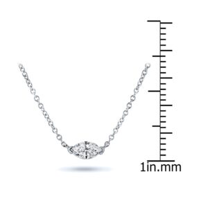 Diamond Wish 0.25 Carat Marquise Diamond Solitaire Pendant Necklace in 14k White Gold with 18 Inch Chain Spring Ring V-End Prong Set