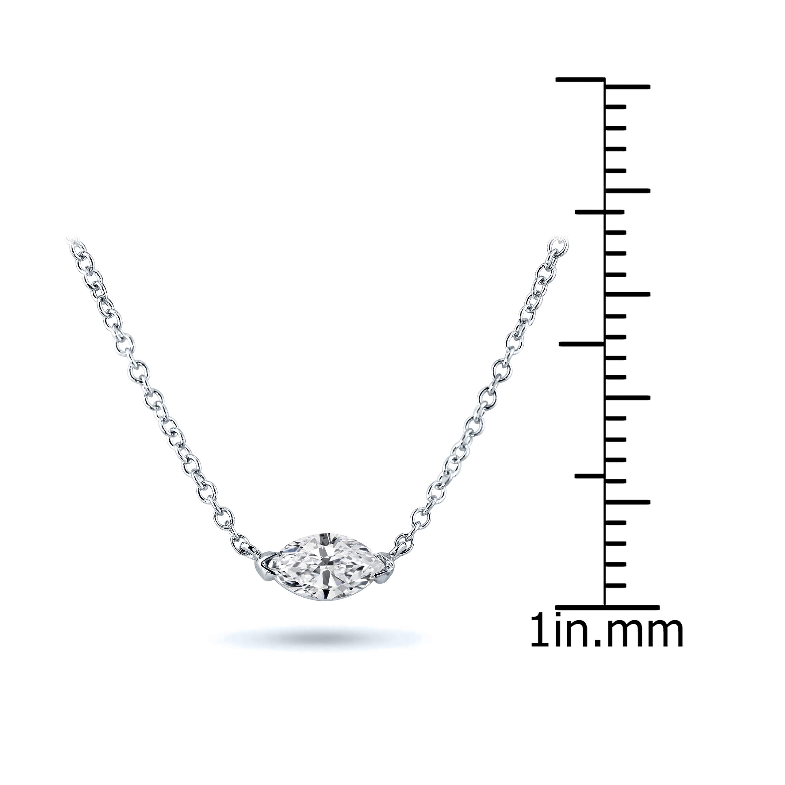 Diamond Wish 0.25 Carat Marquise Diamond Solitaire Pendant Necklace in 14k White Gold with 18 Inch Chain Spring Ring V-End Prong Set