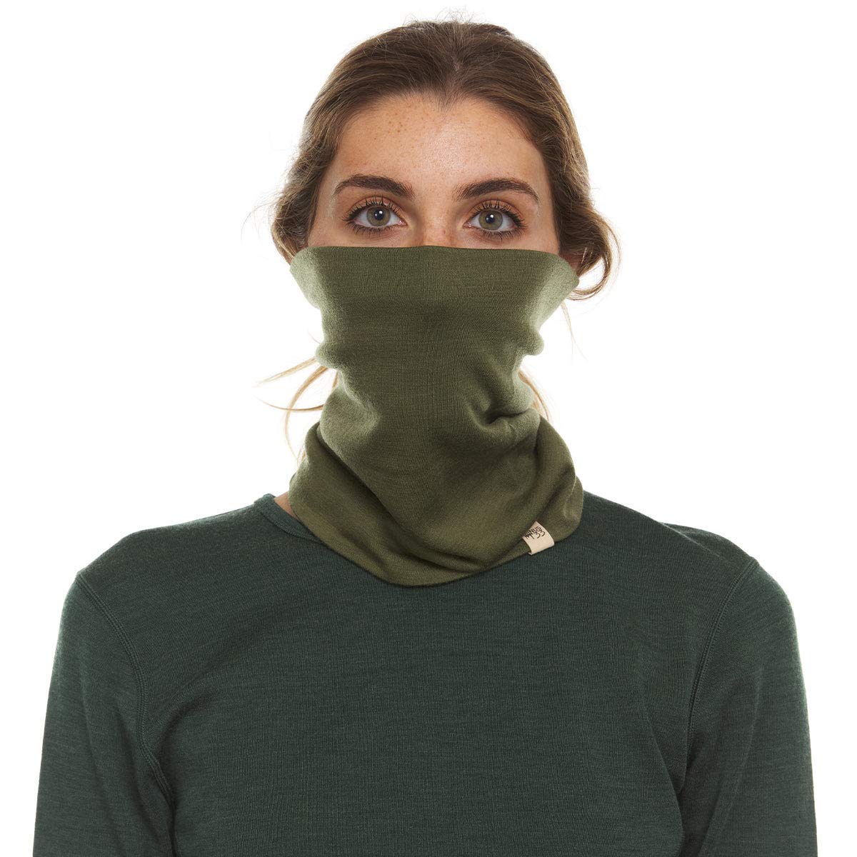 Minus33 - Midweight Neck Gaiter - 100% Merino Wool - Multipurpose Headwear - Skiing Neck Warmer - Winter Face Mask - Olive Drab Wicking Neck Wear