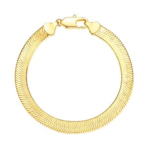 wowshow real gold plated snake chain bracelet 7mm flat herringbone chain link bracelet for women