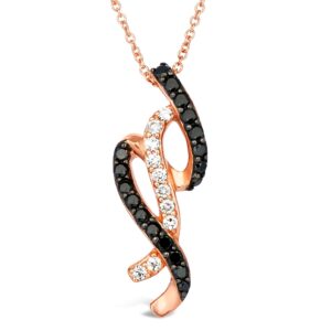 LE VIAN 3/5 Carat Black and White Diamond Intertwined Ribbon Pendant Necklace for Women in 14k Rose Gold (Fancy Black/H-I, SI1-SI2/SI2-I1, cttw) on 18 Inch Chain with Lobster Claw Clasp by LeVian