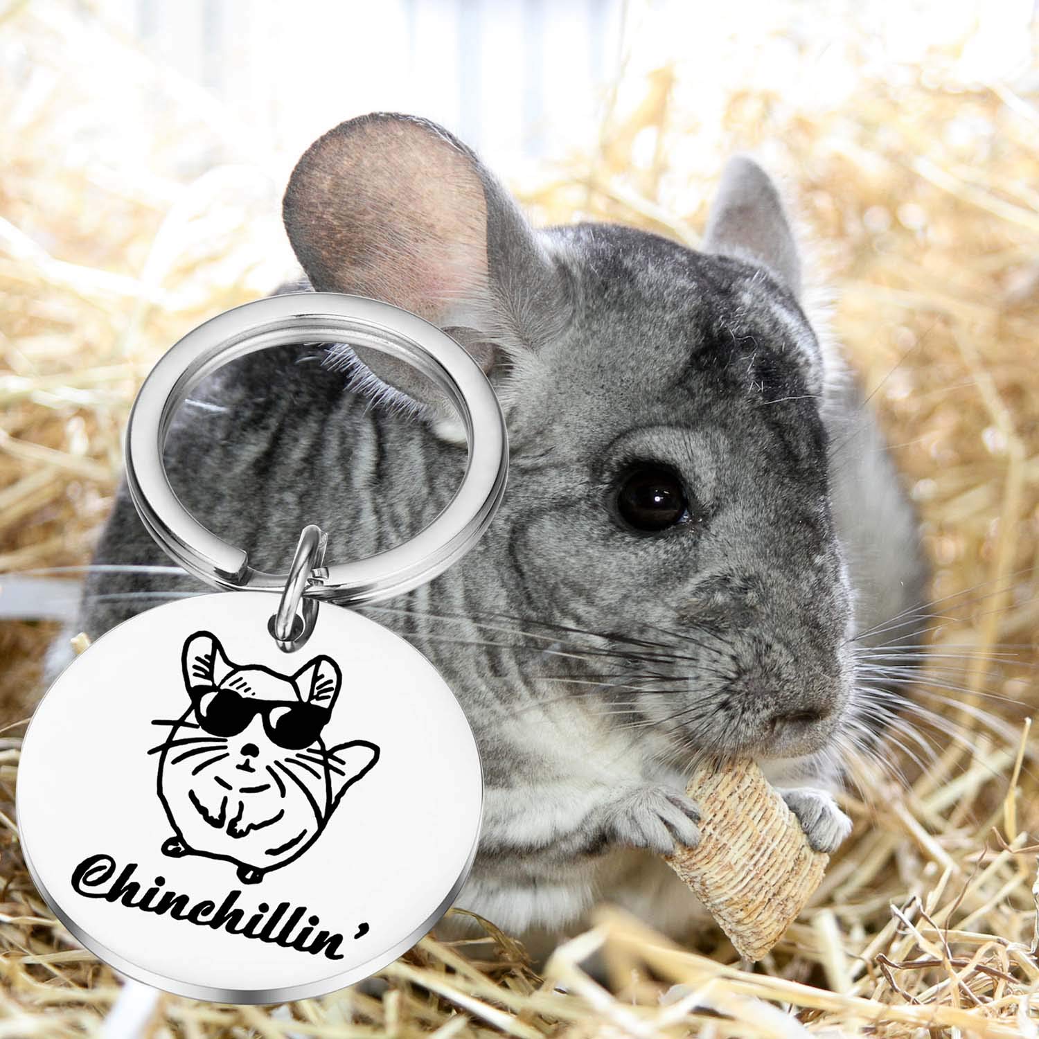 PLITI Chinchilla Gift Chinchilla Lovers Gift Chinchilla Mom Birthday Gift Chinchilla Dad Gift Animal Lover Gift Pet Owner Gift Veterinarian Gift Chinchillin' Keychain For Friend